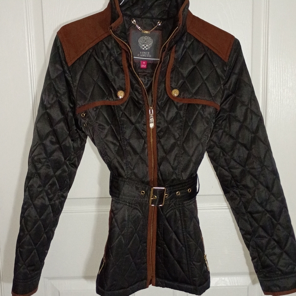 Vince Camuto Black and Brown Quilted Utility Jacket - Picture 1 of 7